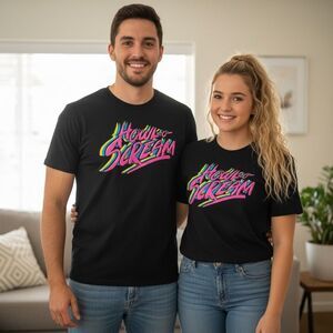 Howl-O-Scream T-Shirt Mens 2XL Black Neon Glow Graphic Halloween Theme